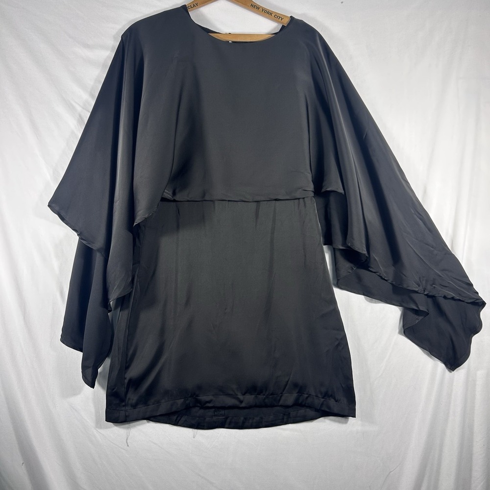 Strut & Bolt You Got Me Thinking Dress for Women Cape Black Silky Size M New